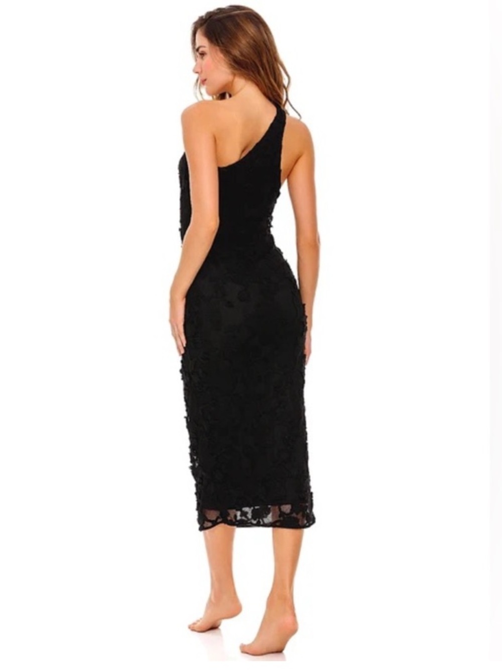 Agua Bendita Balm one-shoulder floral lace midi dress - Picture 3 of 8